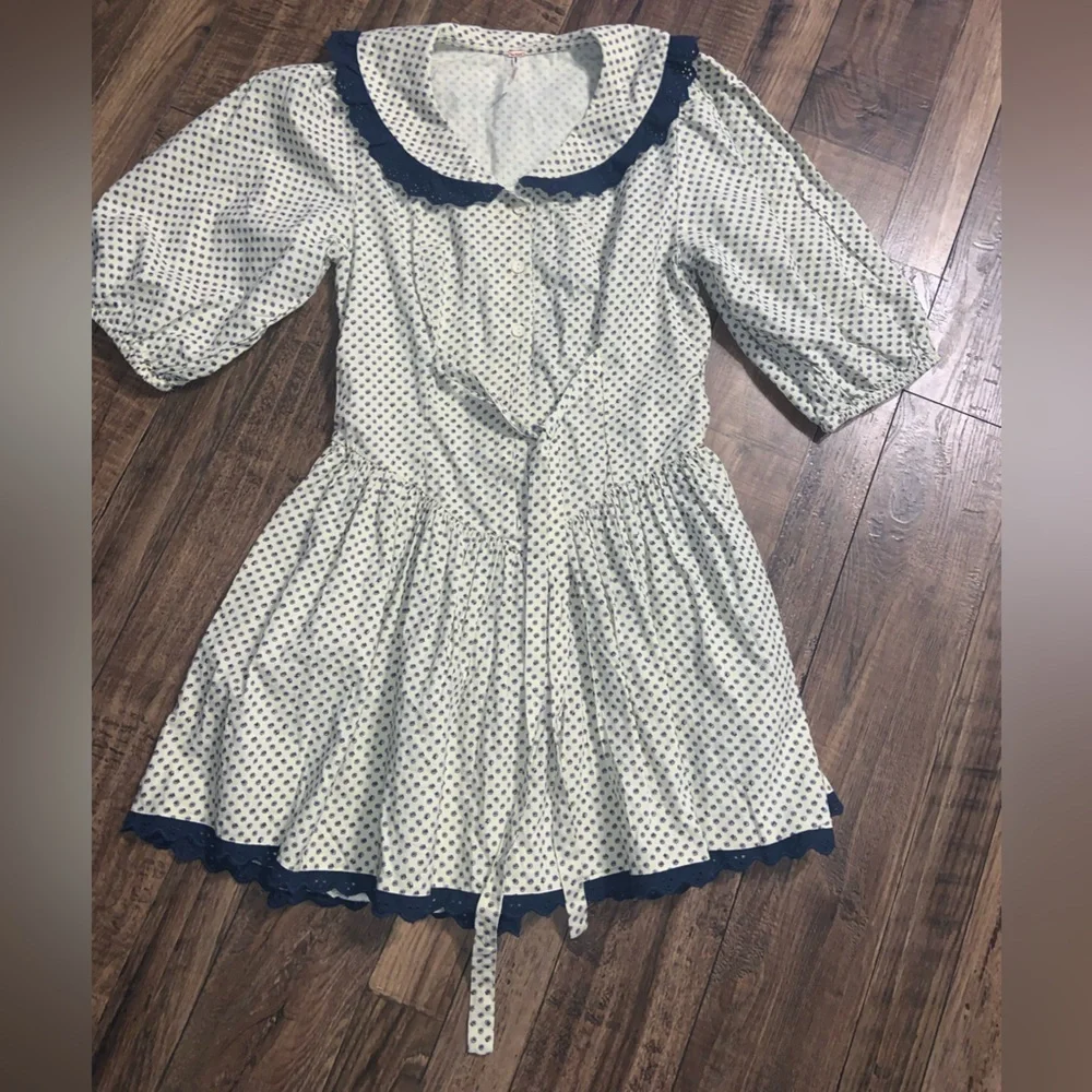 Nwot free people need to know collared lace mini dress khaki $189 boho fall - Picture 7 of 10